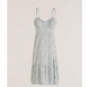 A&F Tie strap ruched midi dress